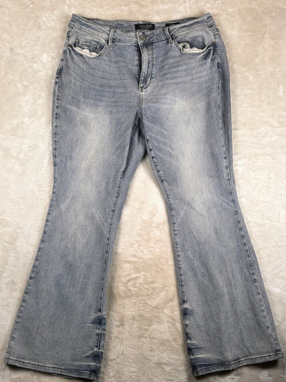 Judy Blue Women’s Knoxville Pin Tack Mid‑Rise Flared Jeans Size 20W Plus
